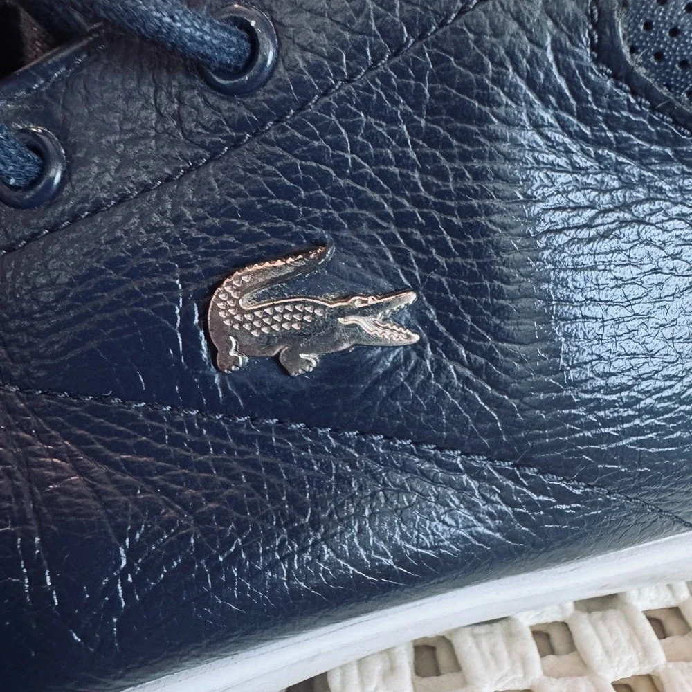 Lacoste Bayliss Navy Pebbled Leather Sneakers Men's US 11.5 Casual Lace Up